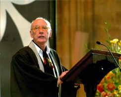 Atkinson receiving his honorary degree from Cumbria University