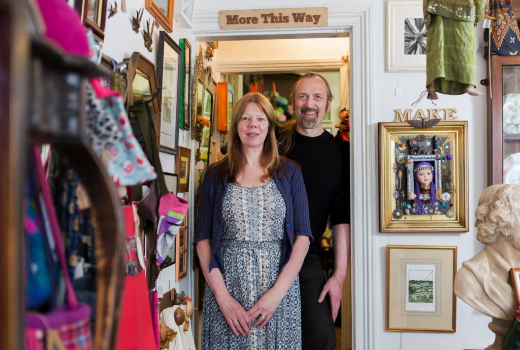 Lisa and James Wallbank sell antiques but also teach people how to make products using a laser cutter
