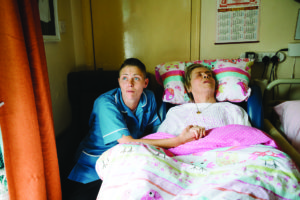 Picture shows Nurse, Jody Matthews with Pauline Kaye.