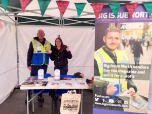 Alan Vendor Stacey Leeds Service Co-ordinator Stall Settle Stories 2018