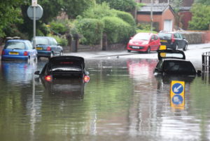 Flooding in Cheshire last week. Extreme weather events are on the rise. P