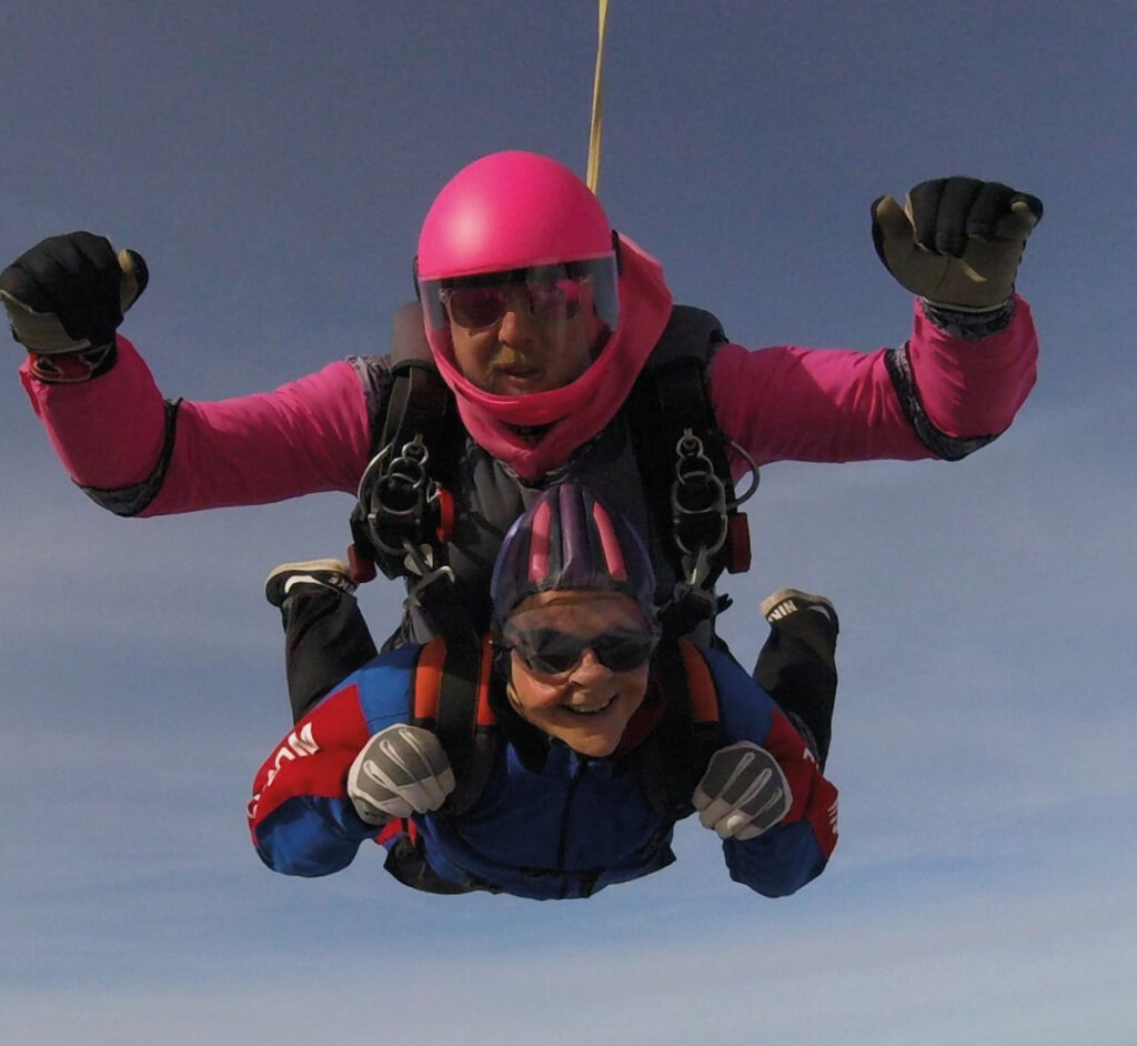Mitchell persuaded her doctor to allow her to skydive last year, raising funds for Young Dementia