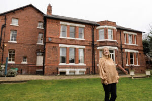 Helen Pritchard outside Balmoral House in Warrington