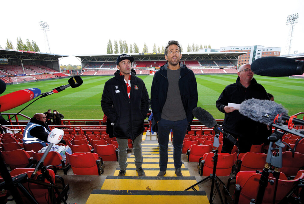 Rob McElhenney and Ryan Reynolds at the Racecourse ground